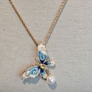 BLUE BUTTERFLY STATEMENT NECKLACE